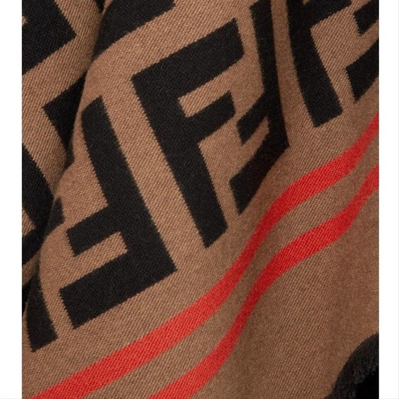 FENDI FF logo jacquard reversible poncho cape wrap - Picture 5 of 9